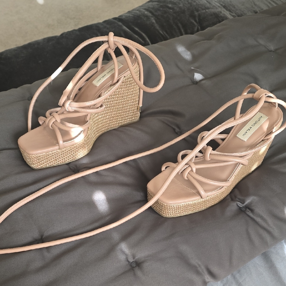 ANTONIO MELANI Nude Lace-Up Wedges